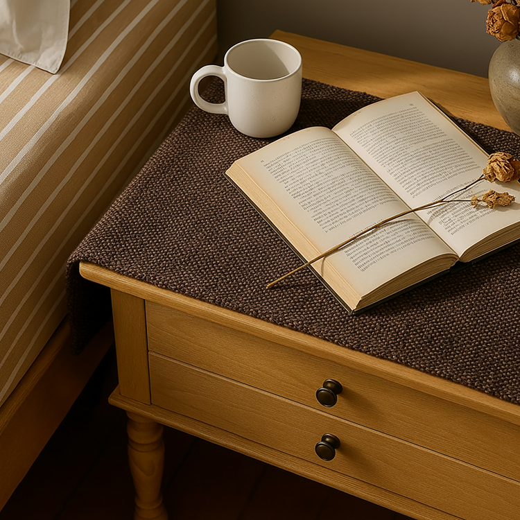 Fine Jute - Espresso Bed Side Table Accent Trendy Home