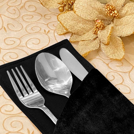 Malai Velvet - Black Cutlery Pouch Trendy Home