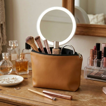 Leather - Peanut Brown Cosmetic Pouch
