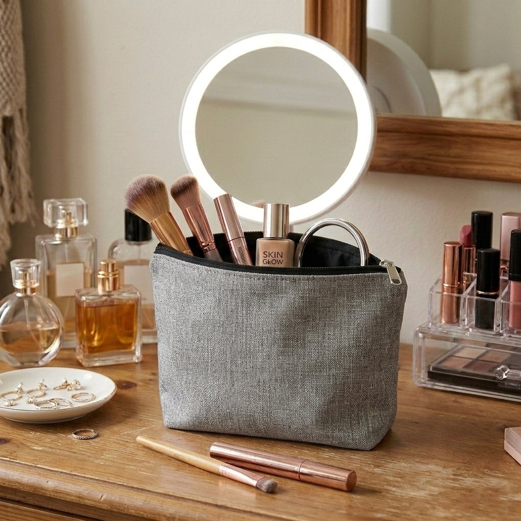 Fine Jute - Ash Cosmetic Pouch