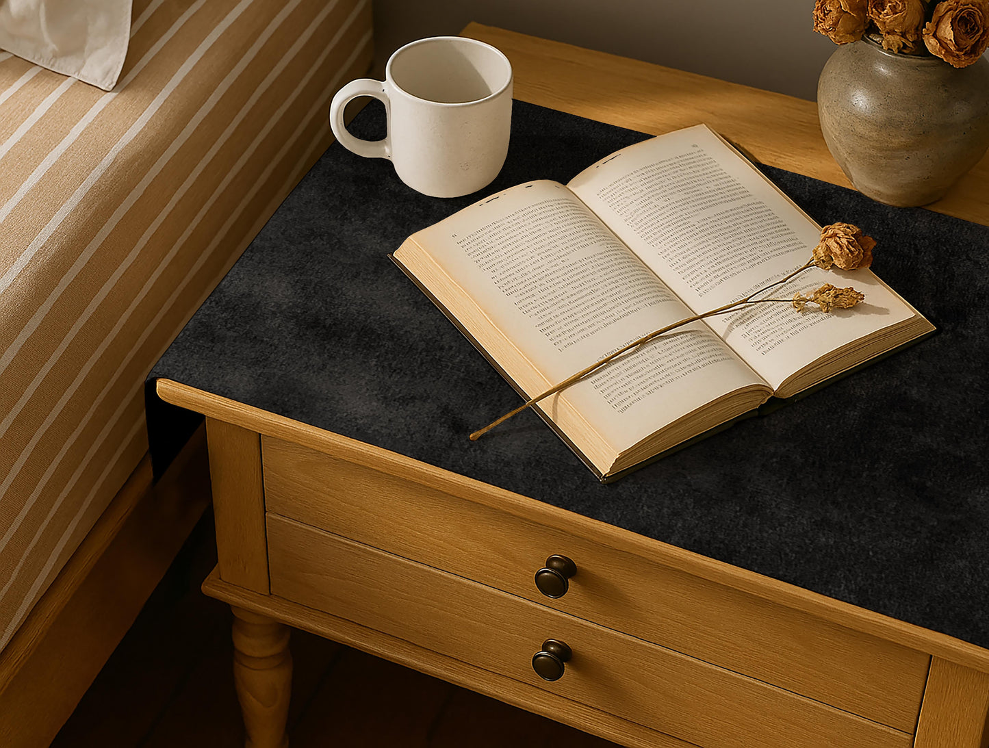 Malai Velvet - Black Bed Side Table Accent Trendy Home