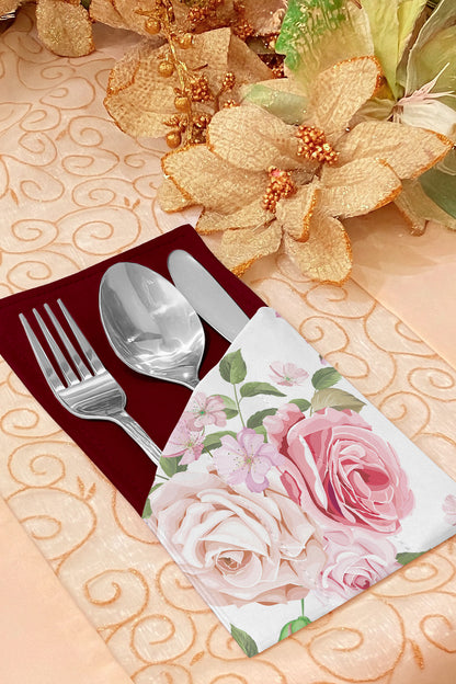 Printed - Pink Rose Cutlery Pouch Trendy Home