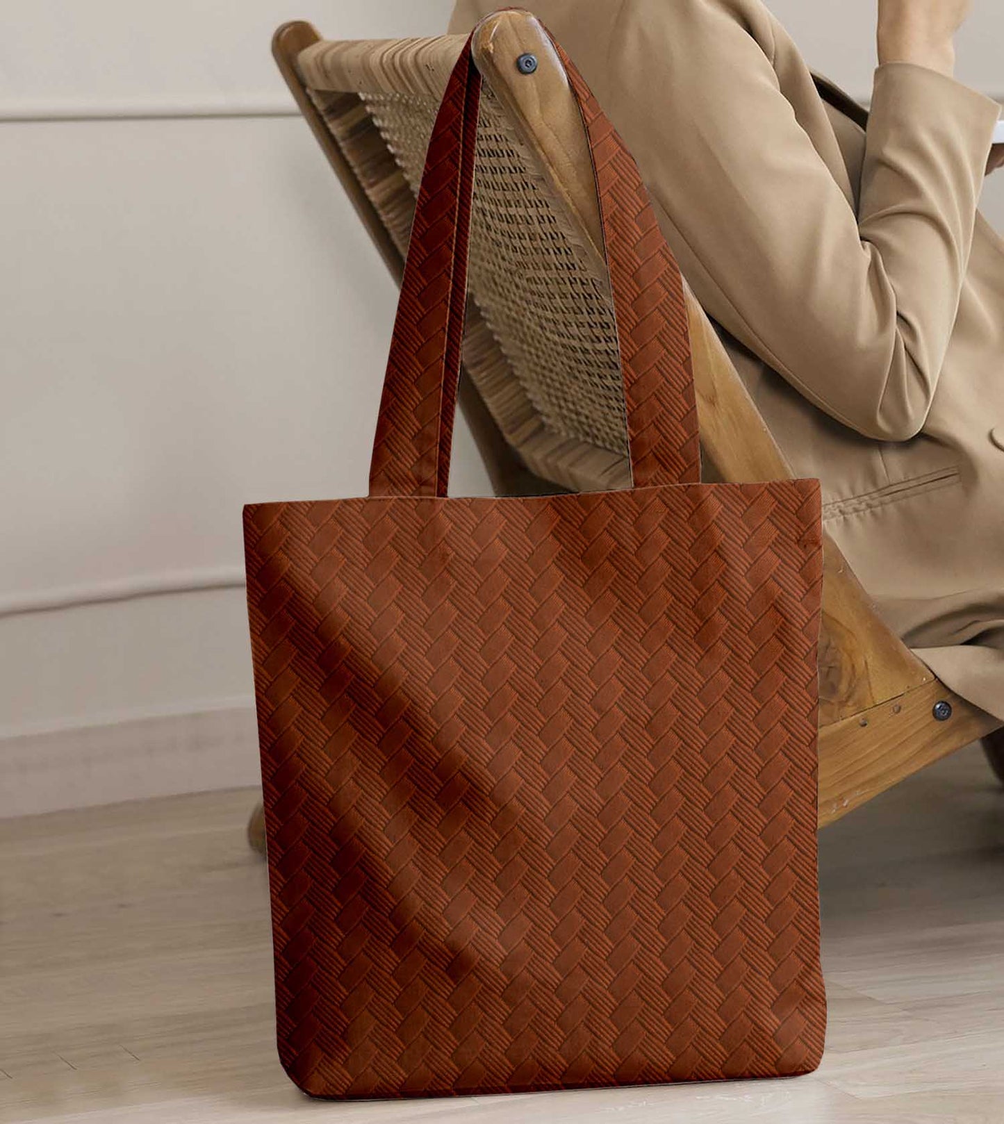 Patterned Leather - Bronze Tote Bag Trendy Home