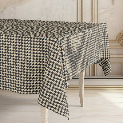 Printed - Beige Houndstooth Tablecloth Trendy Home