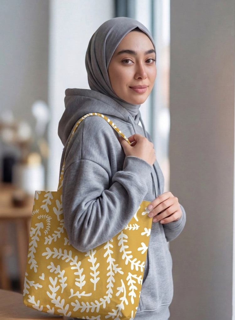 Printed - Mustard Mist Tote Bag Trendy Home