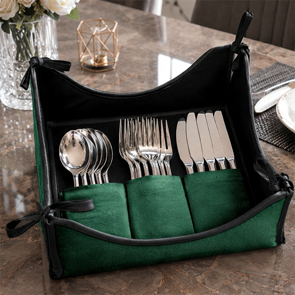 Malai Velvet - Emerald Cutlery Tray