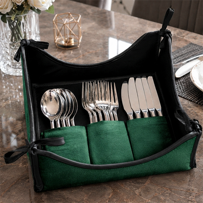 Malai Velvet - Emerald Cutlery Tray