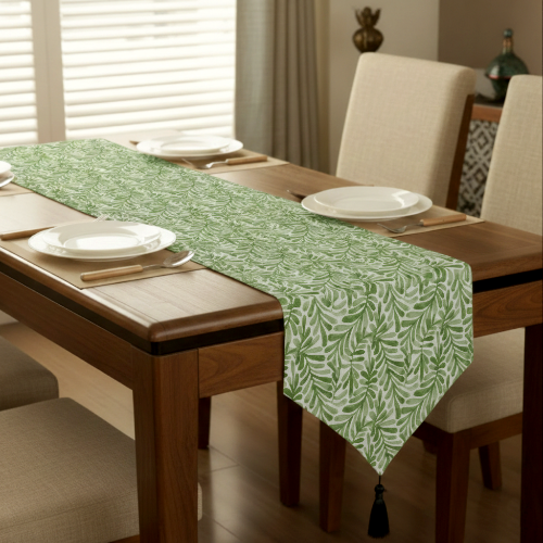 Printed - Sage Leaf Table Runner Trendy Home