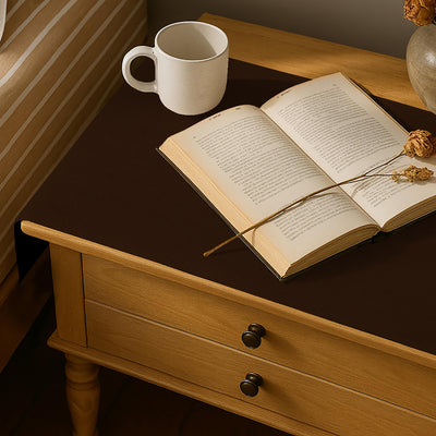 Leather - Burnt Cinnamon Bed Side table Accent Trendy Home