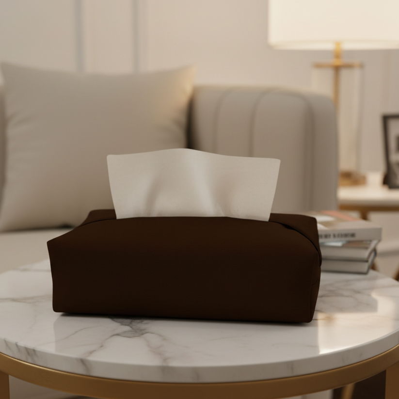 Leather - Burnt Cinnamon Tissue Box Trendy Home