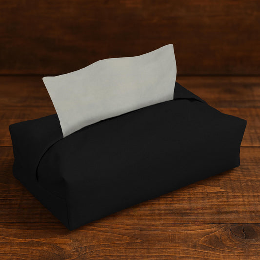 Leather - Black Tissue Box Trendy Home