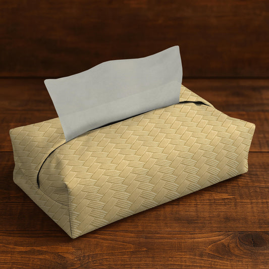 Patterned Leather - Beige Tissue Box Trendy Home
