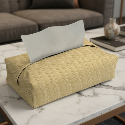 Patterned Leather - Beige Tissue Box Trendy Home