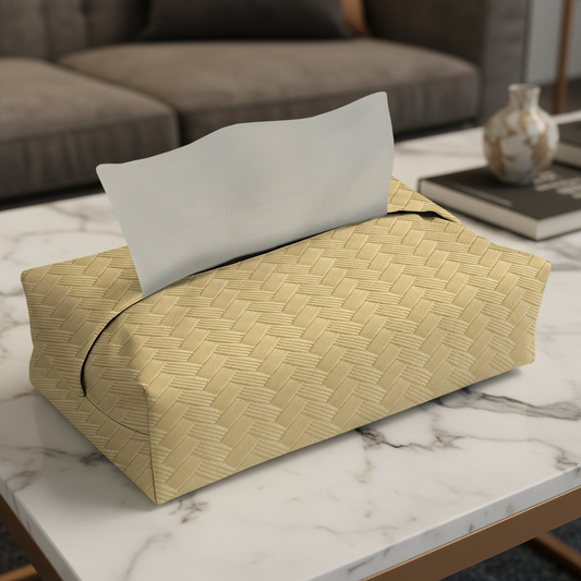 Patterned Leather - Beige Tissue Box Trendy Home