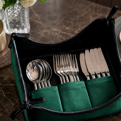 Malai Velvet - Emerald Cutlery Tray Trendy Home