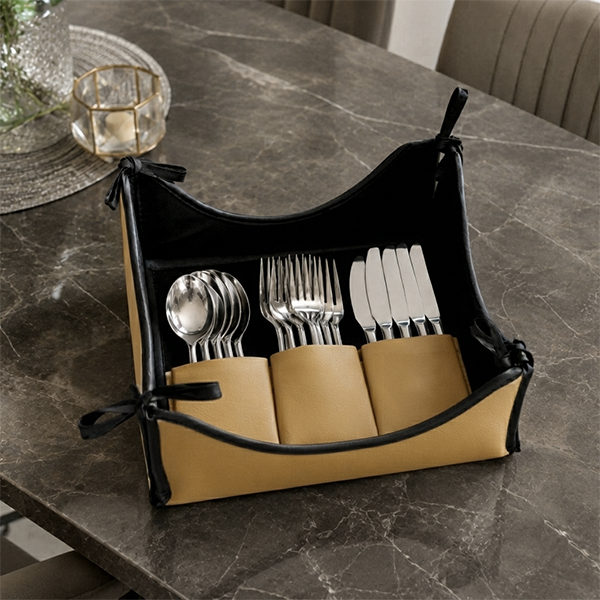 Leather - Peanut Brown Cutlery Tray