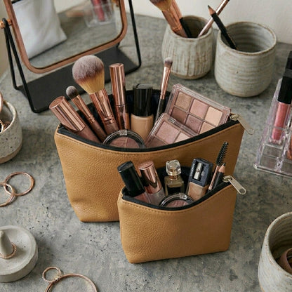 Leather - Peanut Brown Cosmetic Pouch