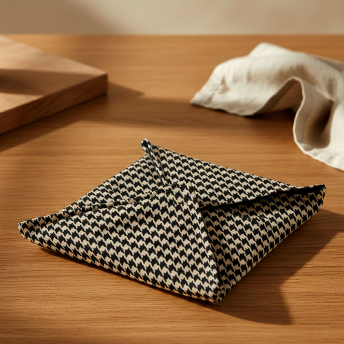 Printed - Beige Houndstooth Roti Kapra Trendy Home