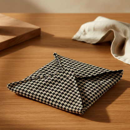 Printed - Beige Houndstooth Roti Kapra Trendy Home