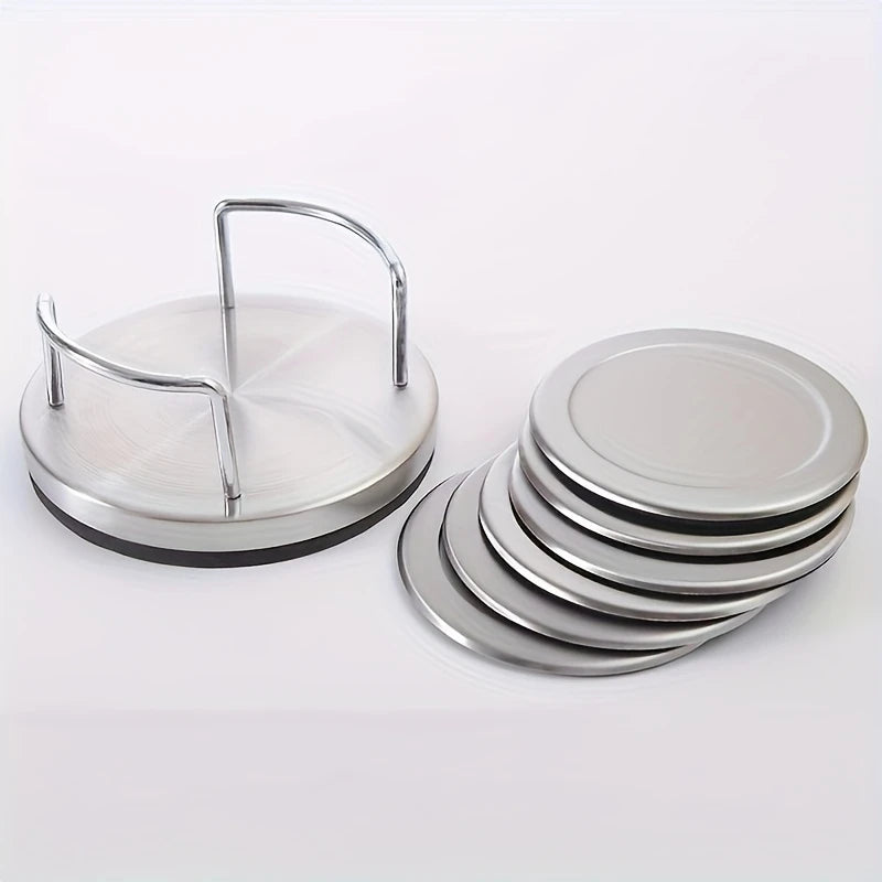 Steel Silver Coaster Set Trendy Home