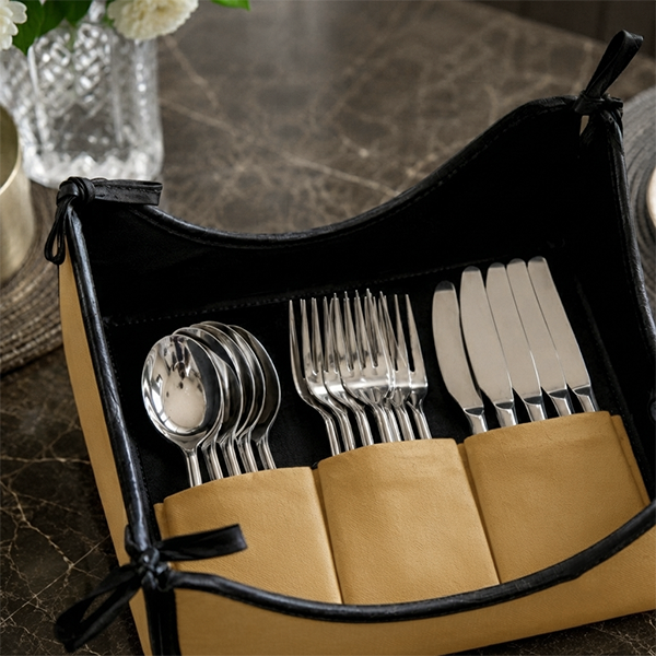 Leather - Peanut Brown Cutlery Tray