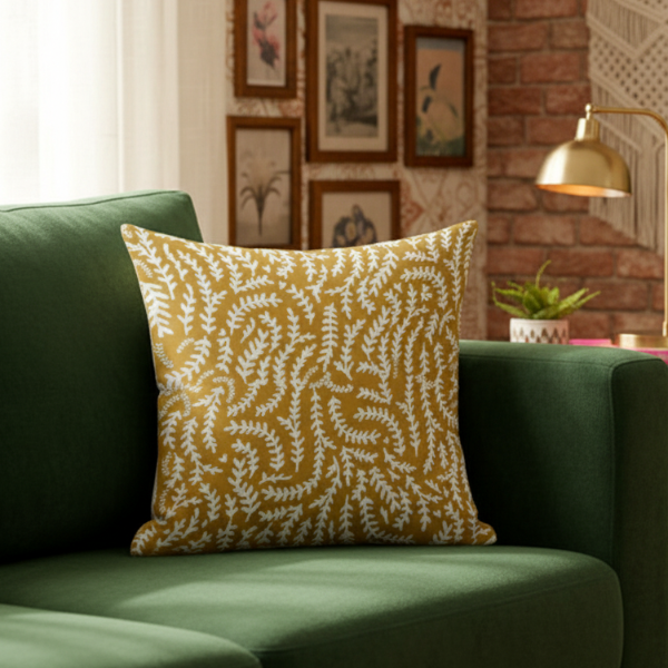Printed - Mustard Mist Cushion Cover Trendy Home
