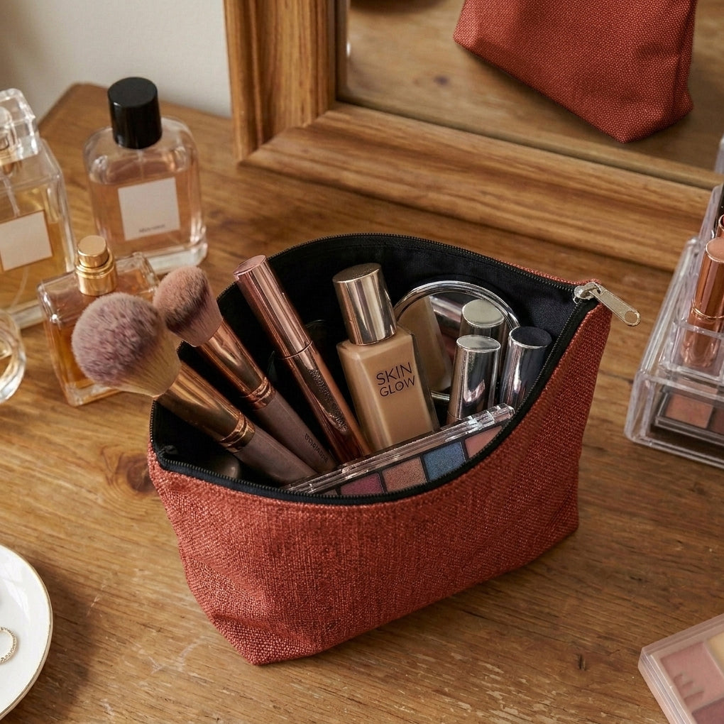 Fine Jute - Plum Cosmetic Pouch