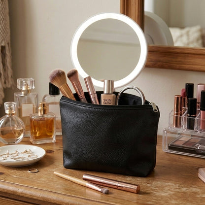 Leather - Black Cosmetic Pouch