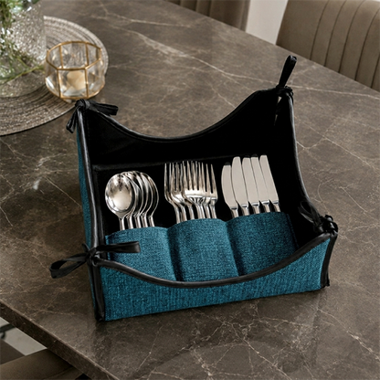 Fine Jute - Dark Turquoise Cutlery Tray