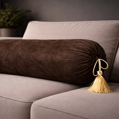 Turkish Velvet - Bronze Round Pillow (pair) Trendy Home