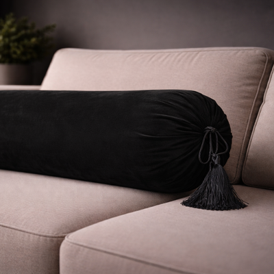 Malai Velvet - Black Round Pillow (pair) Trendy Home