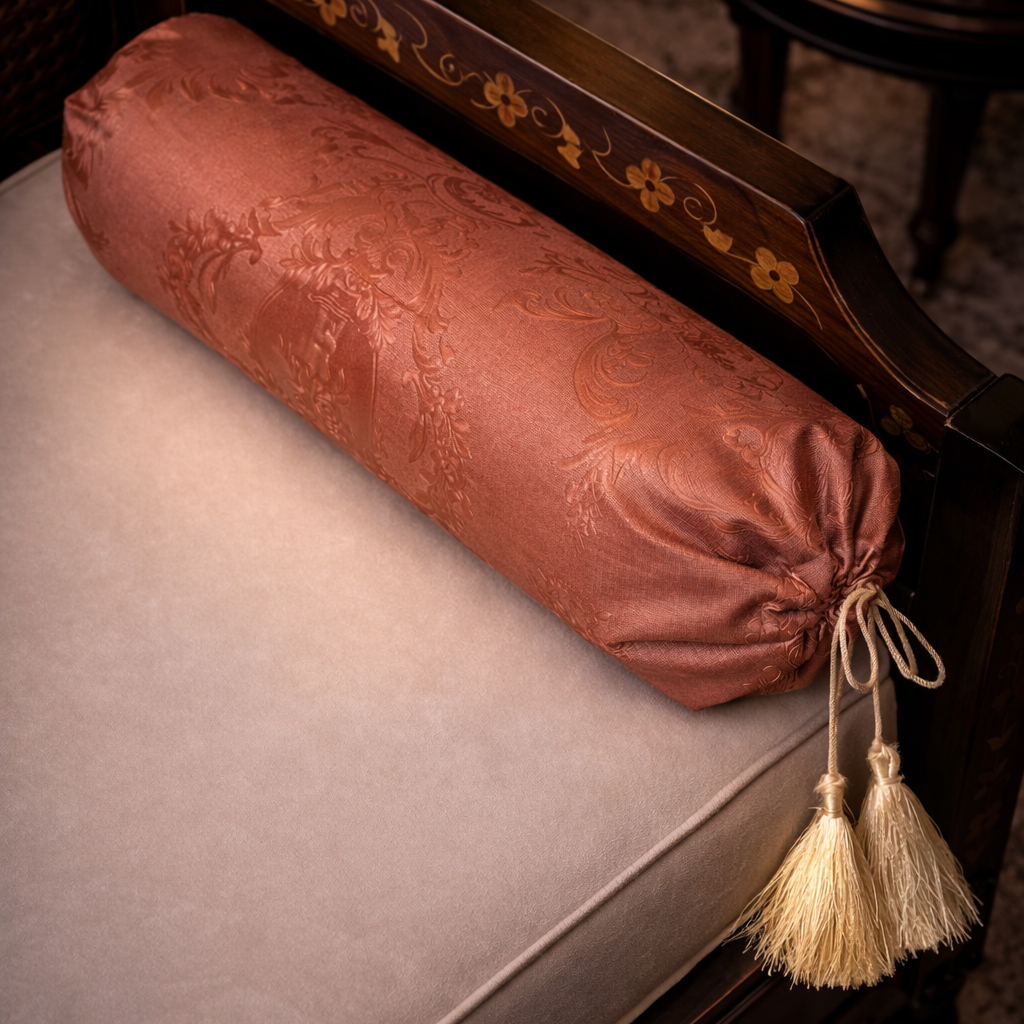 Embossed Leather - Burnt Umber Round Pillow (pair) Trendy Home