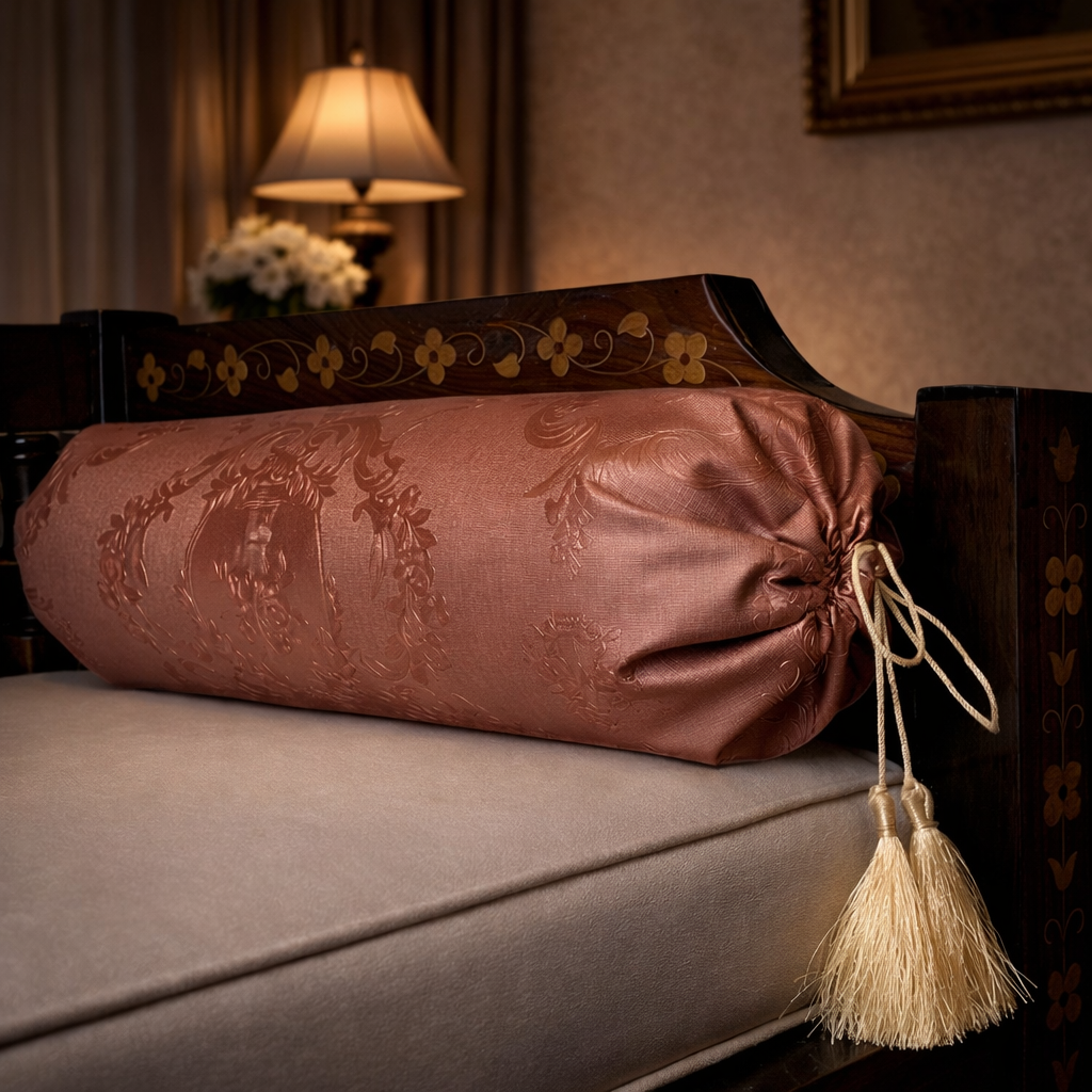 Embossed Leather - Burnt Umber Round Pillow (pair) Trendy Home