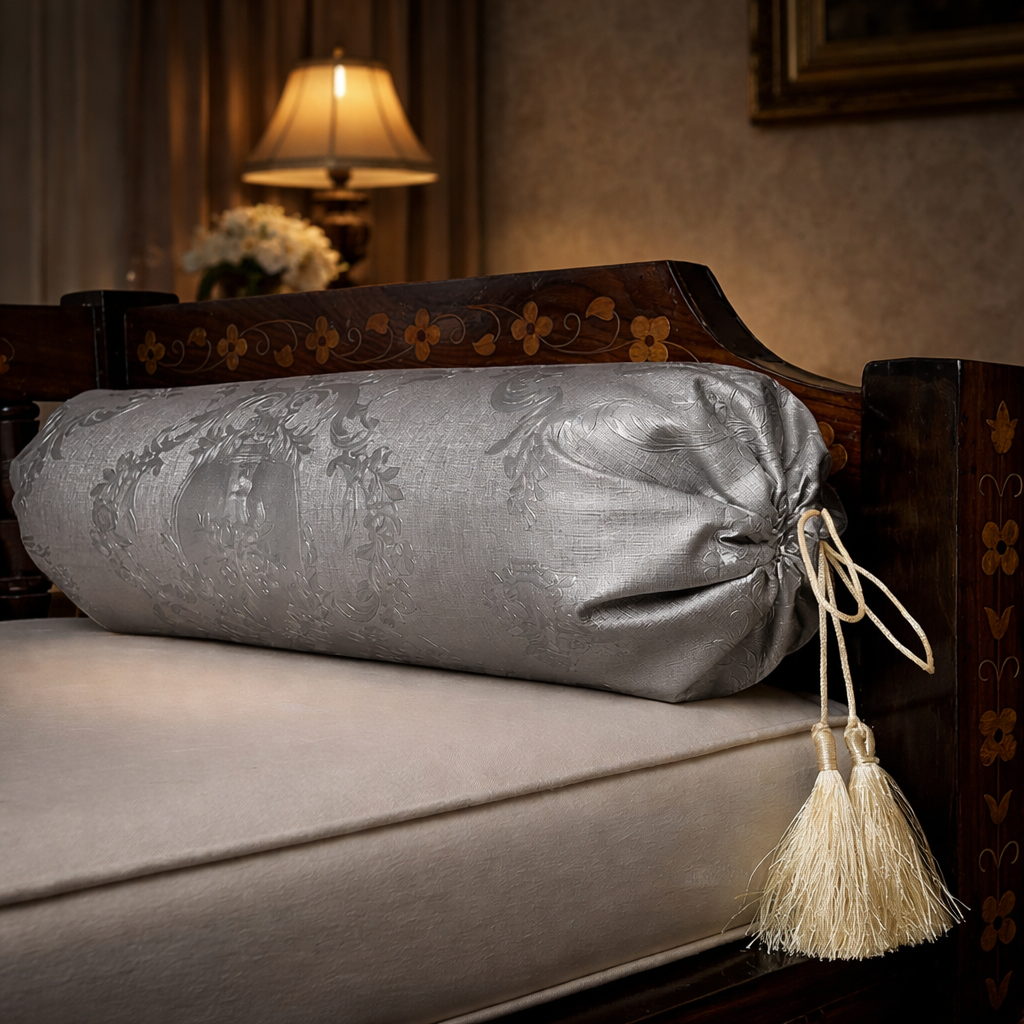 Embossed Leather - Silver Round Pillow (pair) Trendy Home