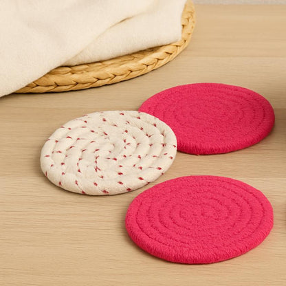Handwoven Jute Petal Coaster Set Trendy Home