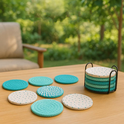 Handwoven Jute Aqua Coaster Set Trendy Home