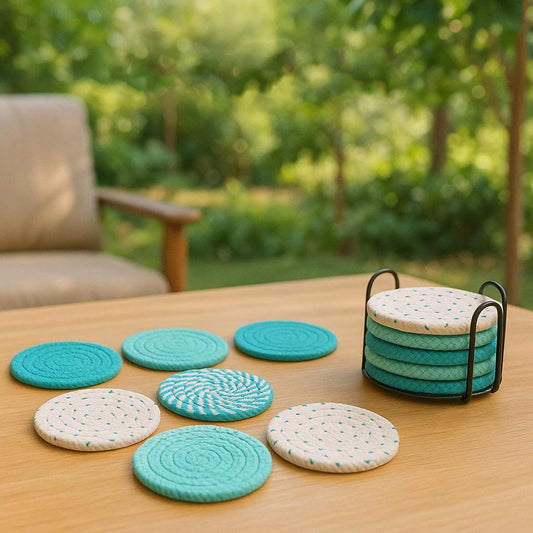 Handwoven Jute Aqua Coaster Set Trendy Home