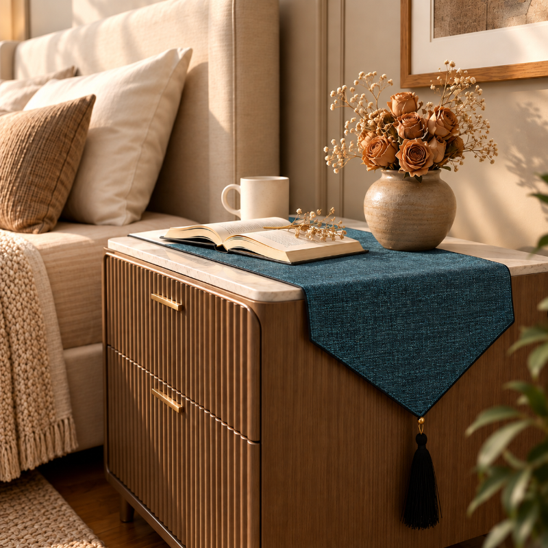 Fine Jute - Dark Turquoise Bed Side Table Accent Trendy Home