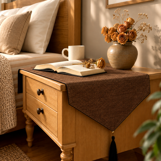 Fine Jute - Espresso Bed Side Table Accent Trendy Home