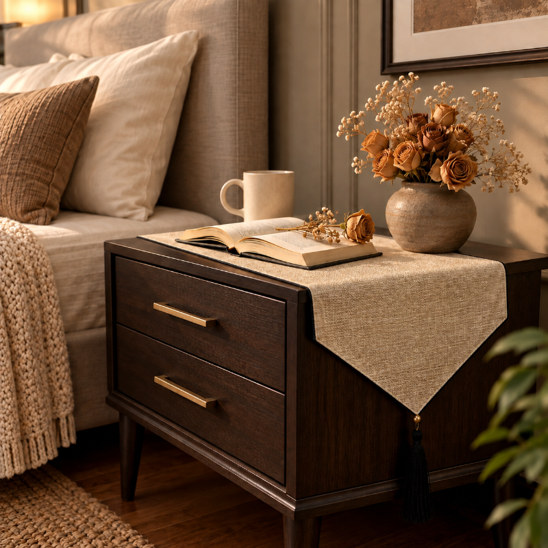Fine Jute - Wheat Bed Side Table Accent Trendy Home