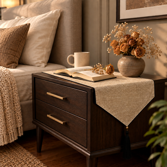 Fine Jute - Wheat Bed Side Table Accent Trendy Home