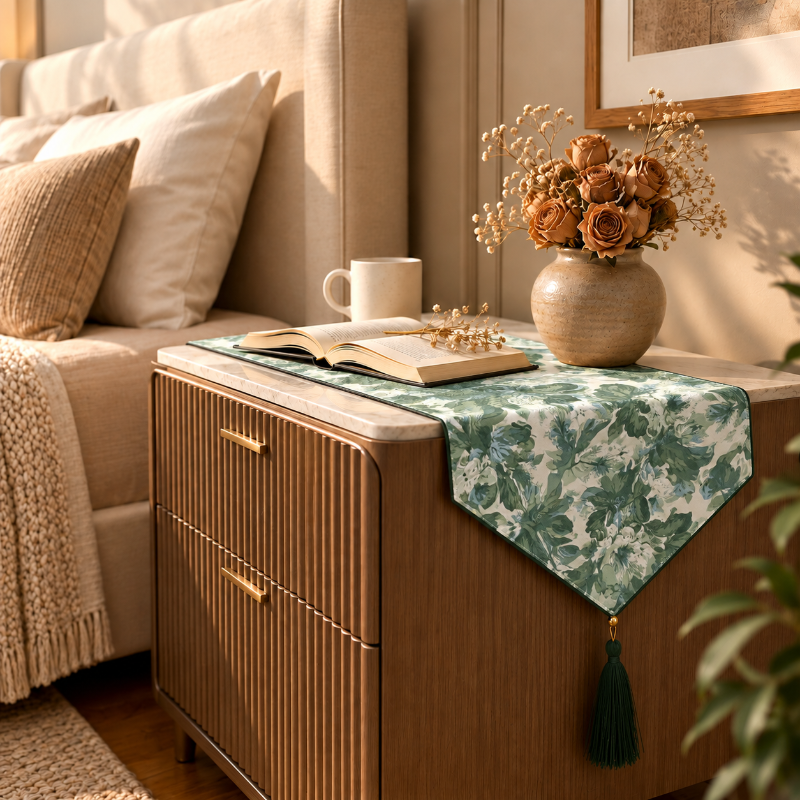 Printed - Victorian Green Bed Side Table Accent Trendy Home