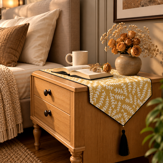 Printed - Mustard Mist Bed Side Table Accent Trendy Home