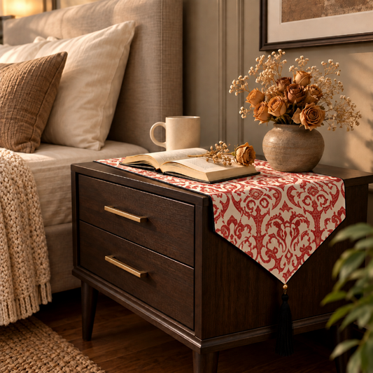 Printed - Rubine Bed Side Table Accent Trendy Home