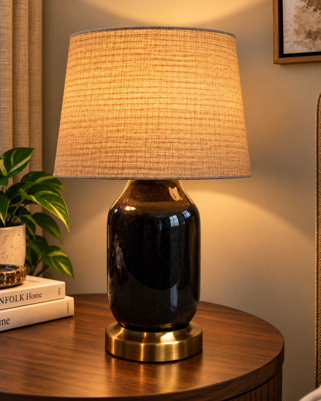 Carbon Barrel Table Lamp Beige Single Trendy Home