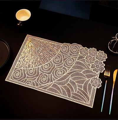 Pvc - Gold Japanese Wave Table Mat Trendy Home