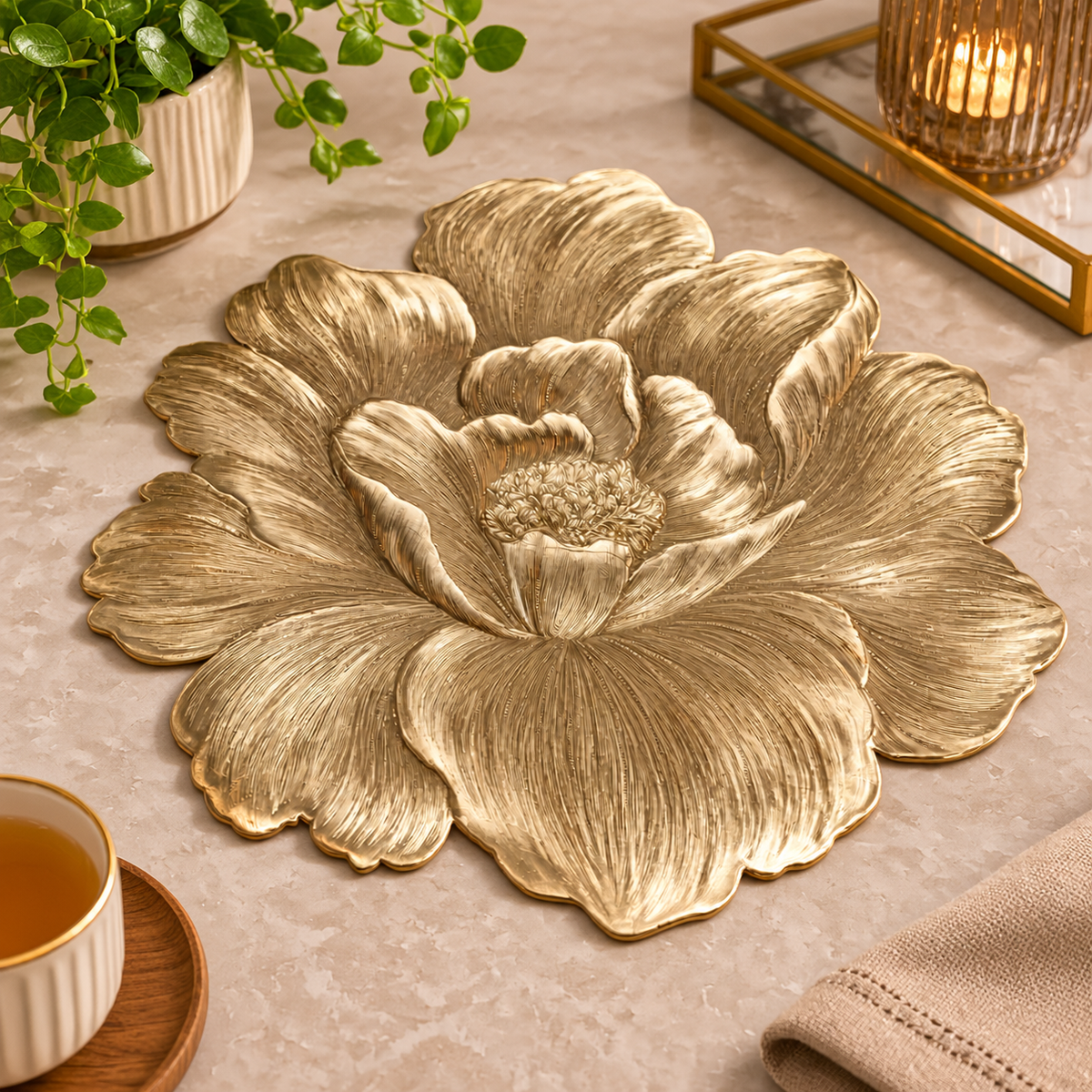 Pvc - Luxury Golden Rose Charger Plate Trendy Home