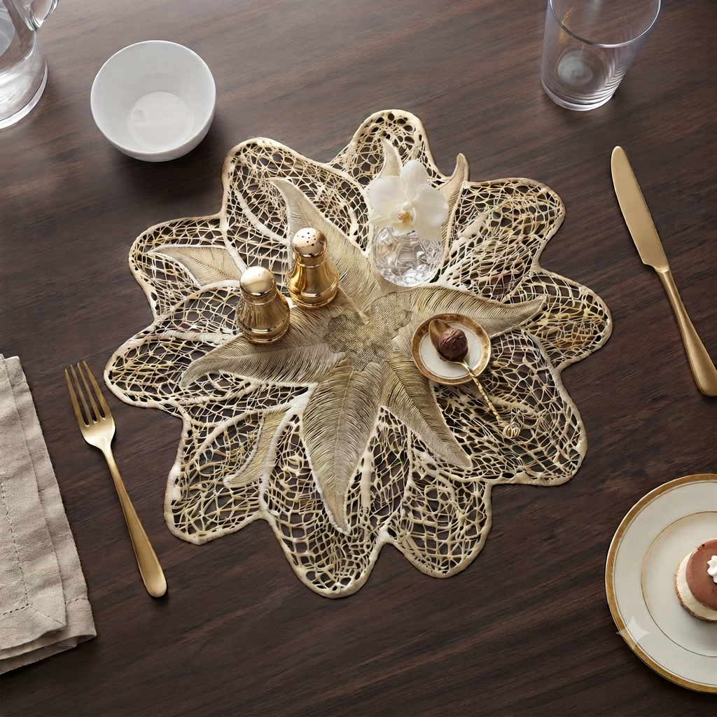 Pvc - Gold Luxe Botanical Charger Plate