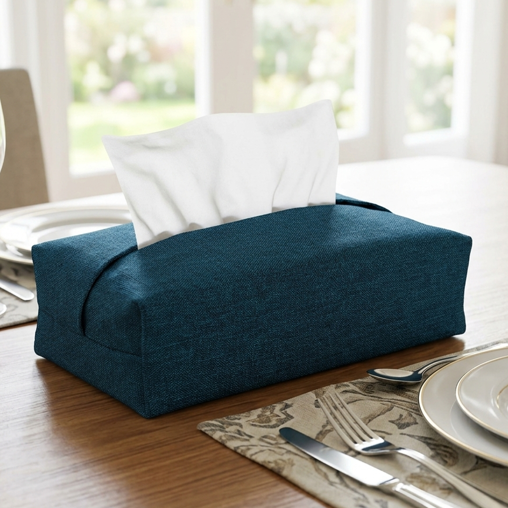 Fine Jute - Dark Turquoise Tissue Box Trendy Home