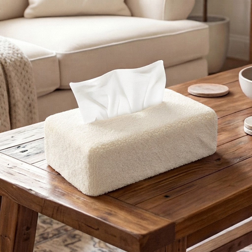 Teddy Fur - Soft Ivory Tissue Box